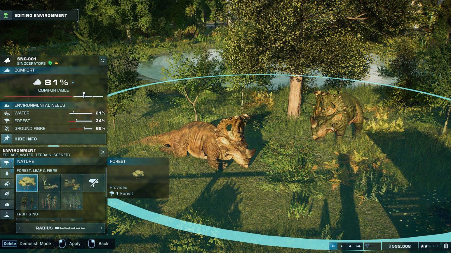 A screenshot of Jurassic World Evolution 2 gameplay