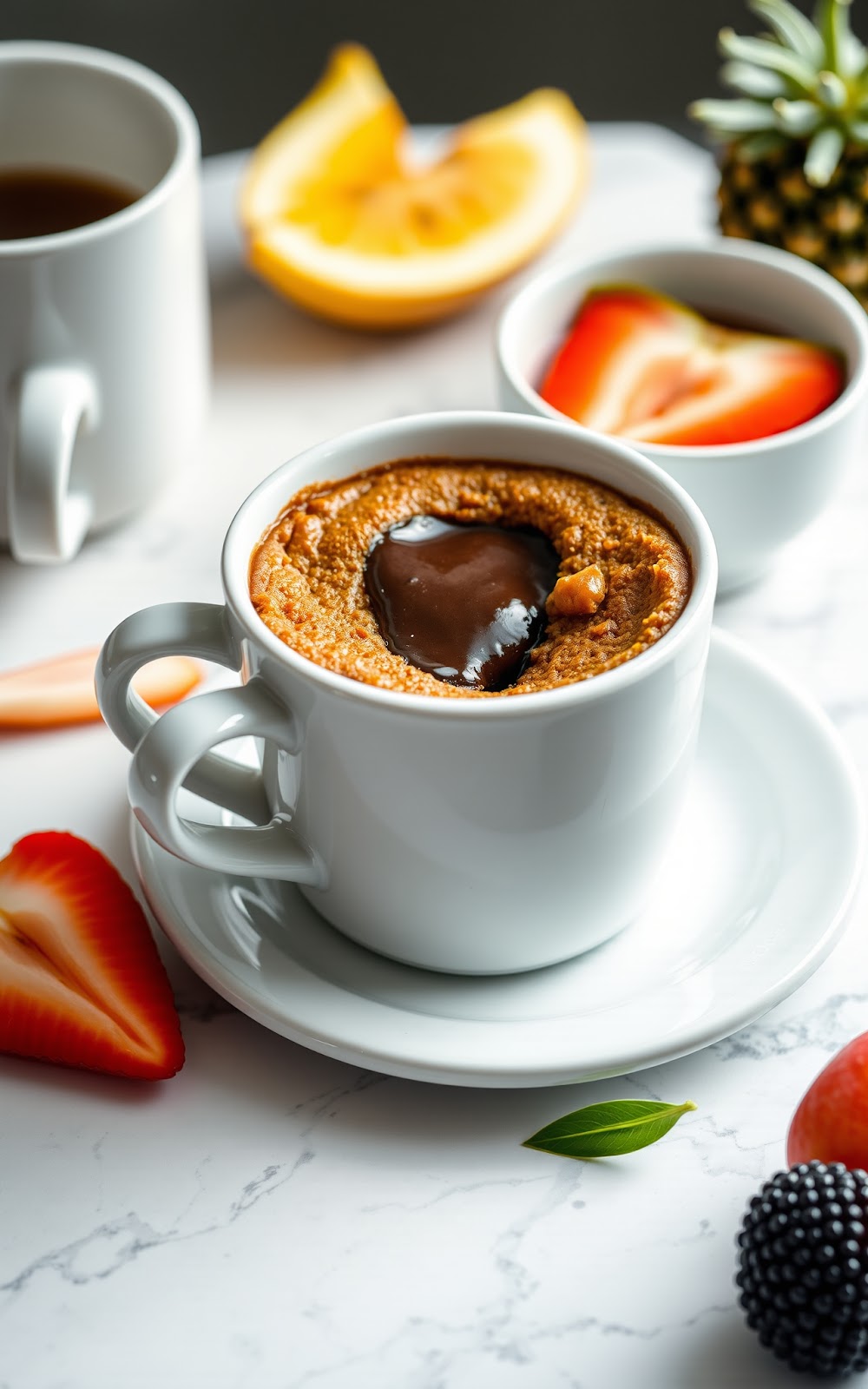 Microwave Mug Cake With Melted Chocolate