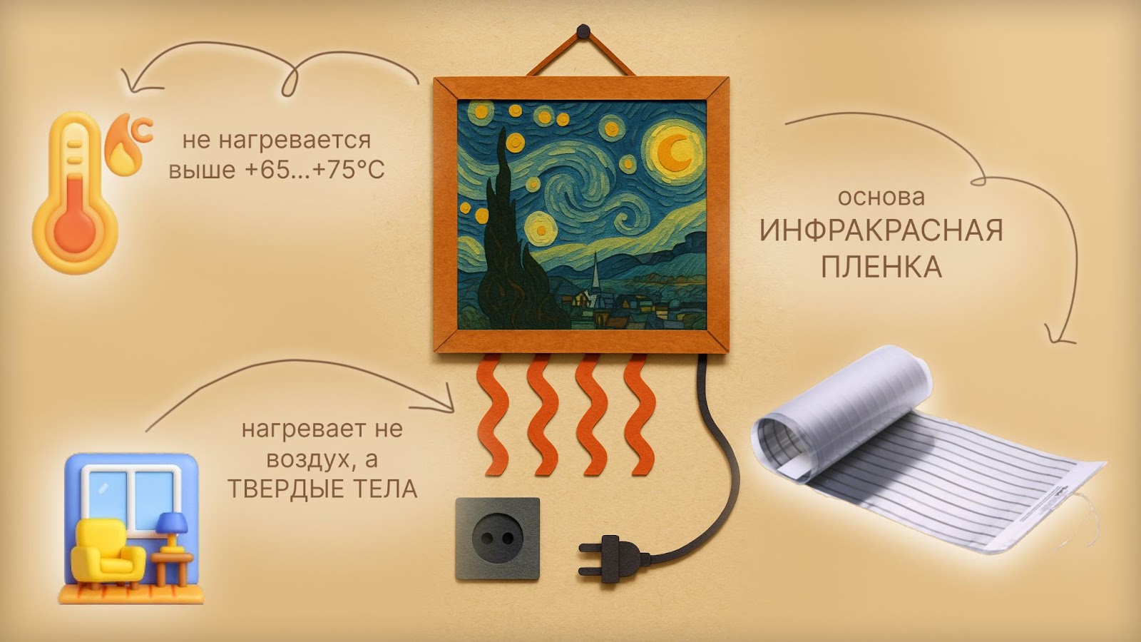 Особенности настенных обогревателей в виде картин