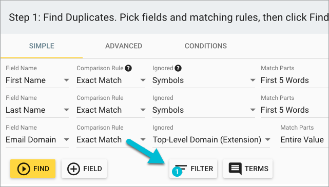 deduplication template advanced matching