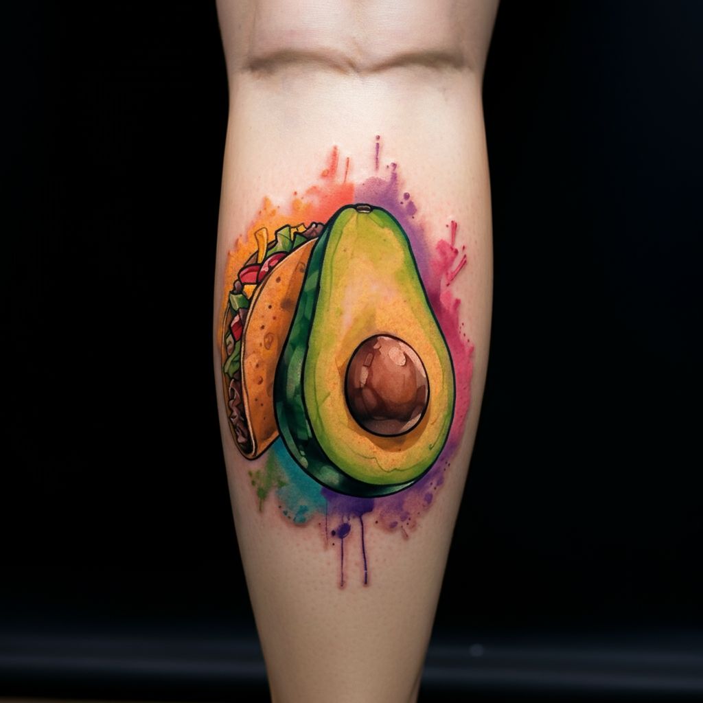Avocado with Other Foods Tattoo