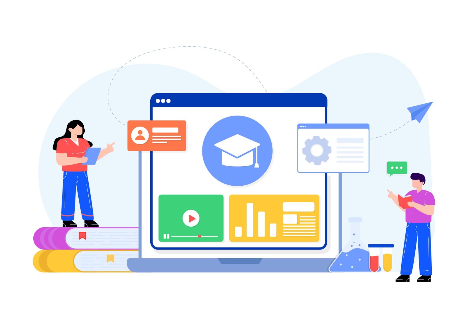 Flat illustration trendy vector of learning management
