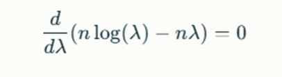 Formula showing the taking of logs in the likelihood function