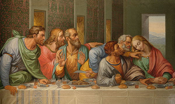 Leonardo da Vinci's The Last Supper, a mosaic made by Roman mosaic artist, Giacomo Raffaelli, on the church's northern wall