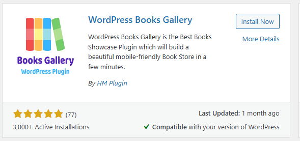 a screenshot of wordpress books gallery