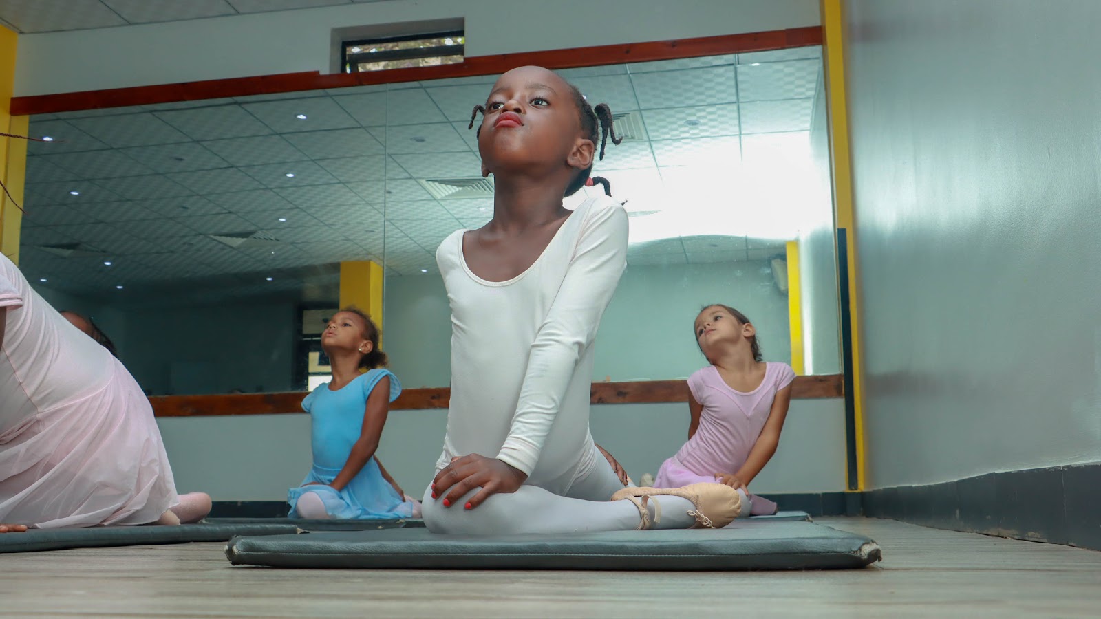 Leotard Ballet school students being introduced to ballet dance art