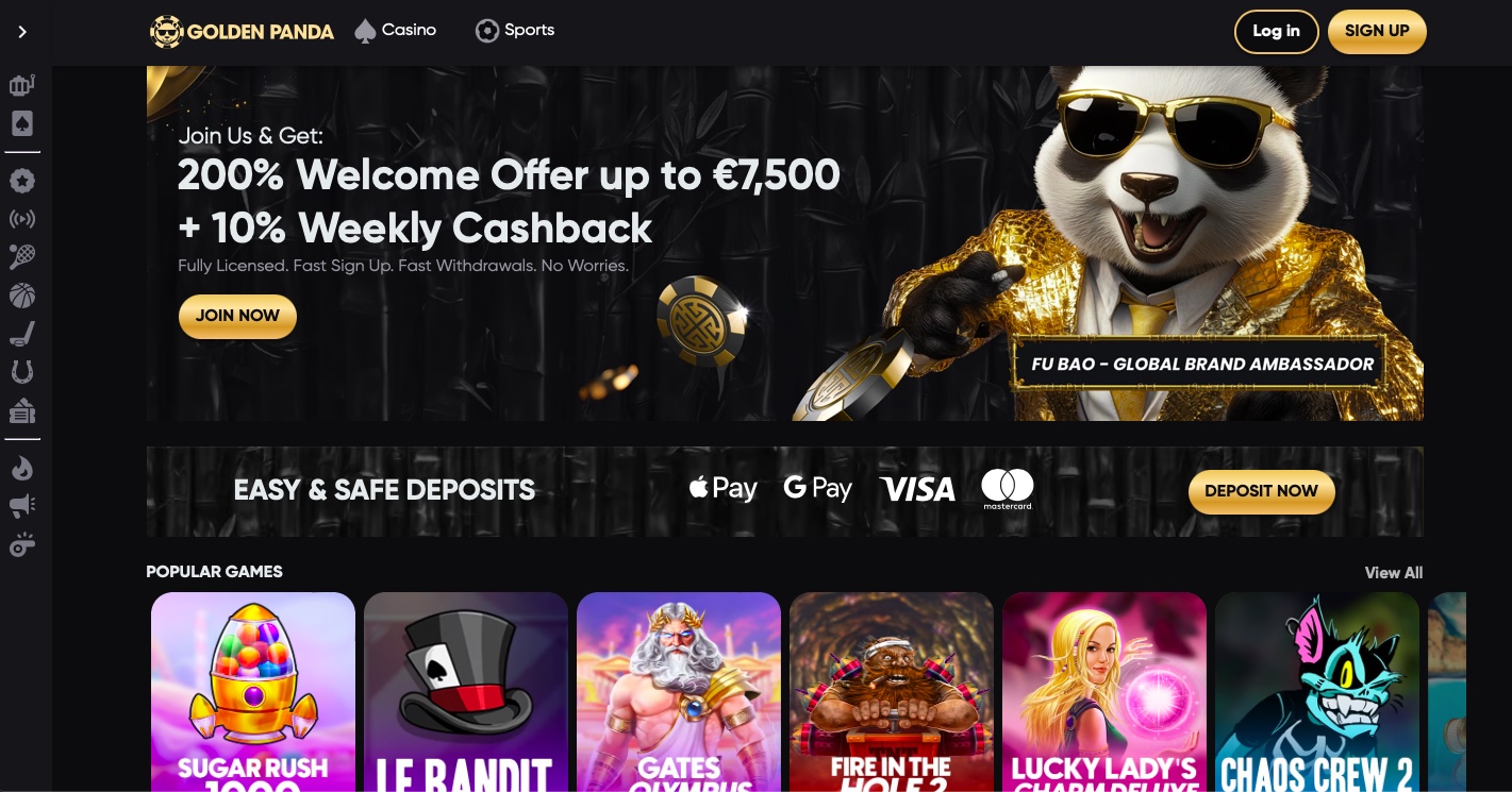 Golden Panda Casino homepage