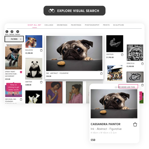 Affordable Art Fair used Visii technology to power it's art marketplace's visual search feature.