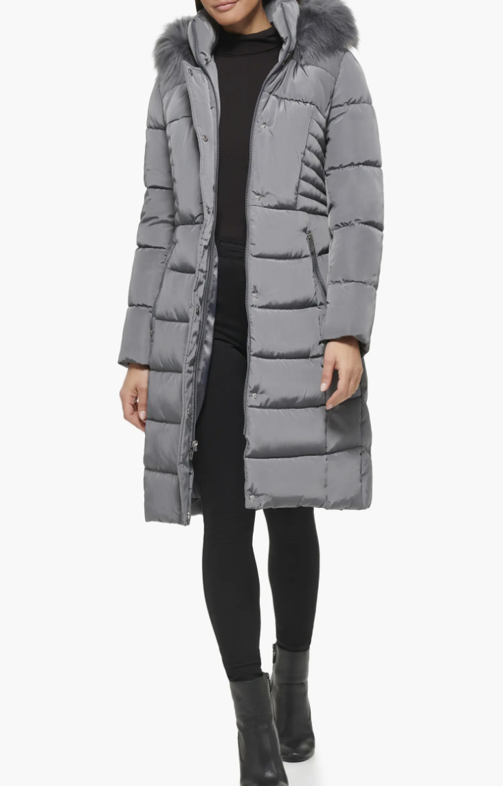 Kenneth Cole New York Memory - Doudoune à capuche avec bordure en fausse fourrure chez Nordstrom