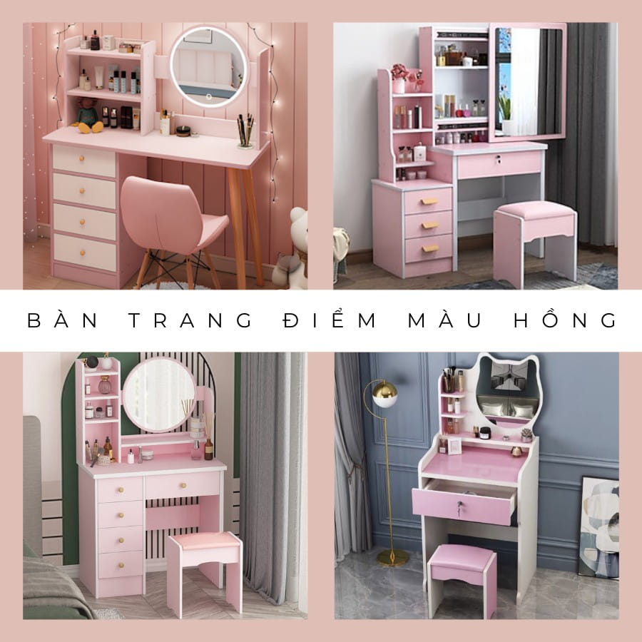 Bàn Trang Điểm Màu Hồng