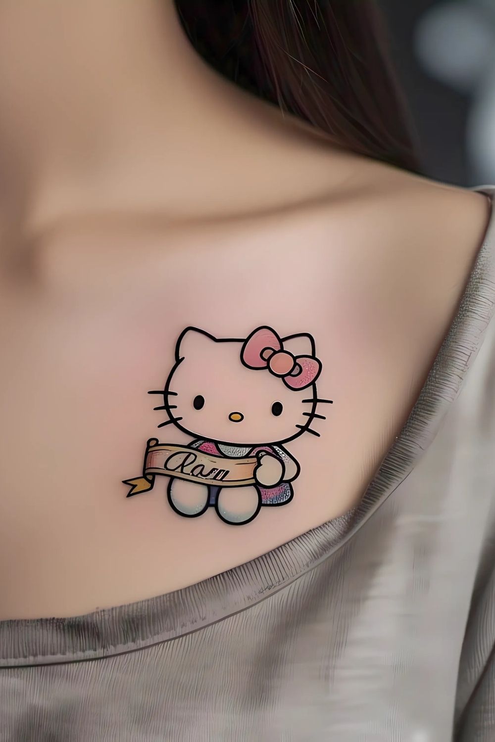 Personalized Hello Kitty with a Banner Tattoo