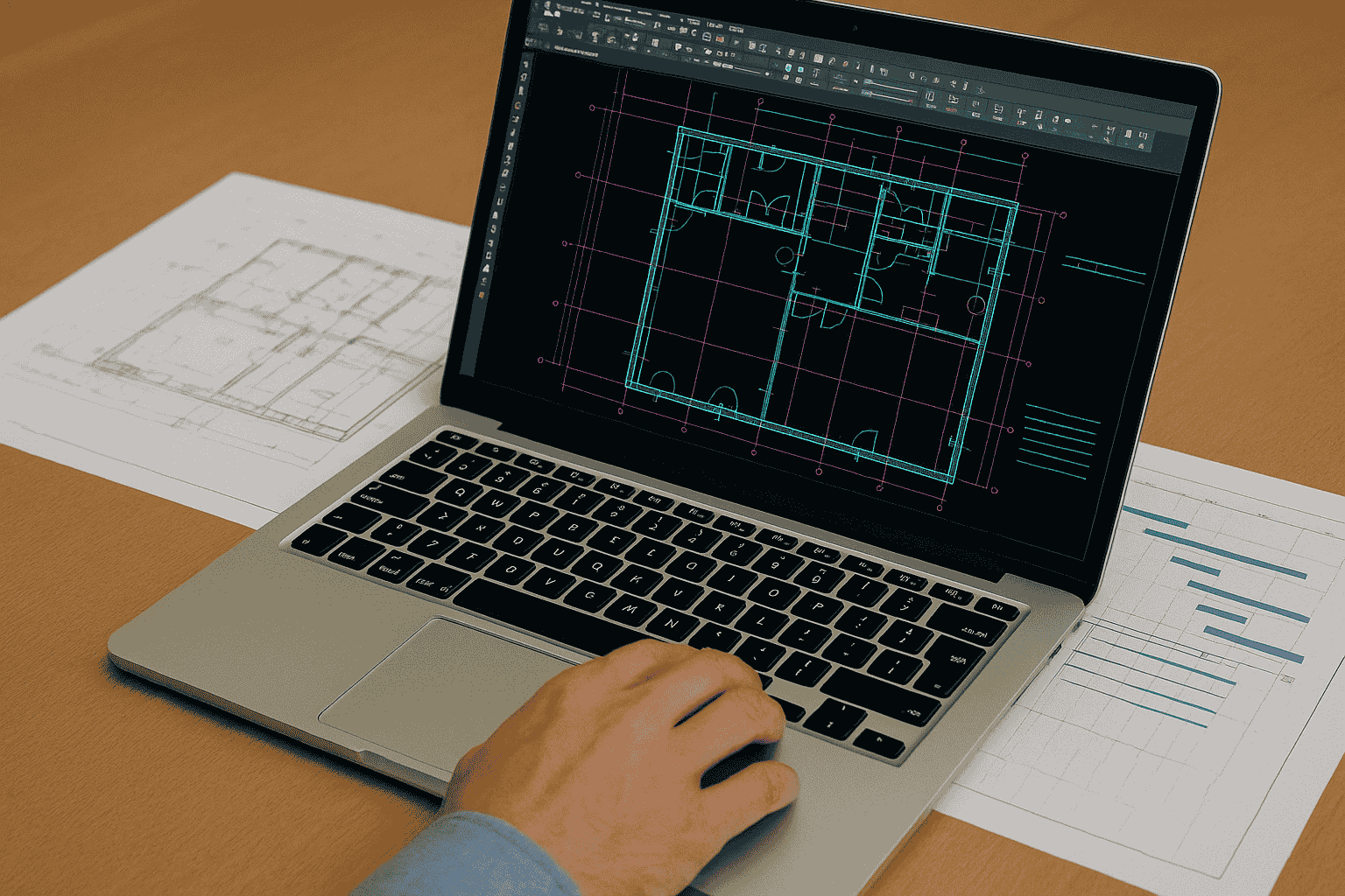An engineer developing a project using software