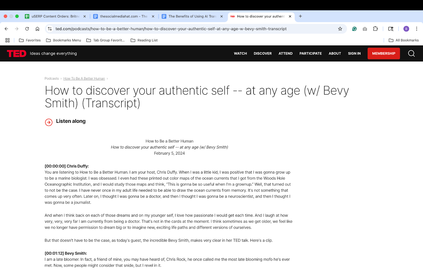 TED podcast episode How to Discover Your Authentic Self – At Any Age