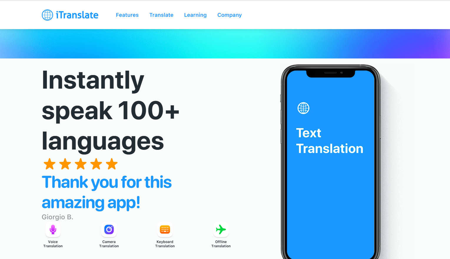 iTranslate AI language translation tool 