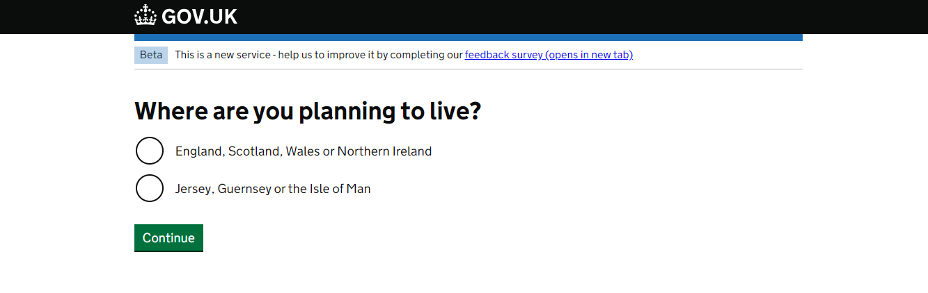 For online student visa applications for the UK, you have to start with some warm-up questions. 