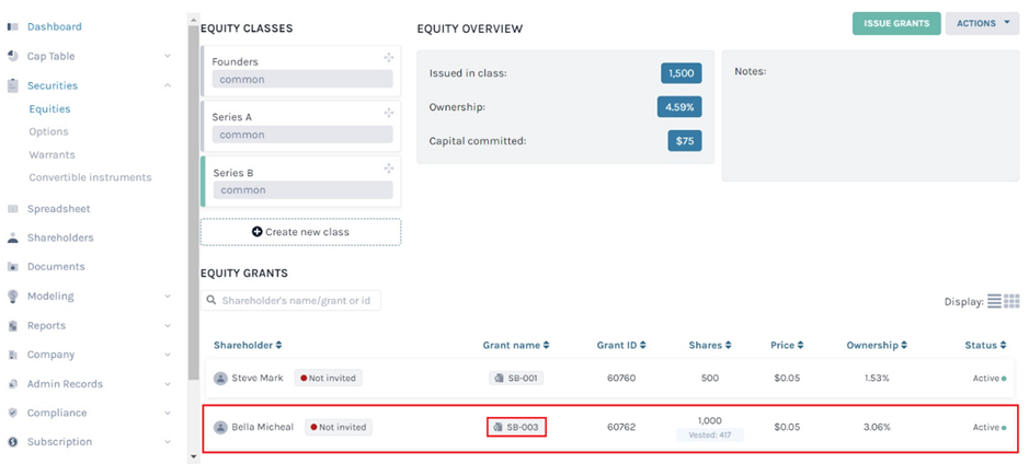 equity grants 