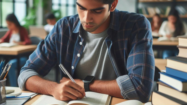 in this image an aspirant is doing self study 