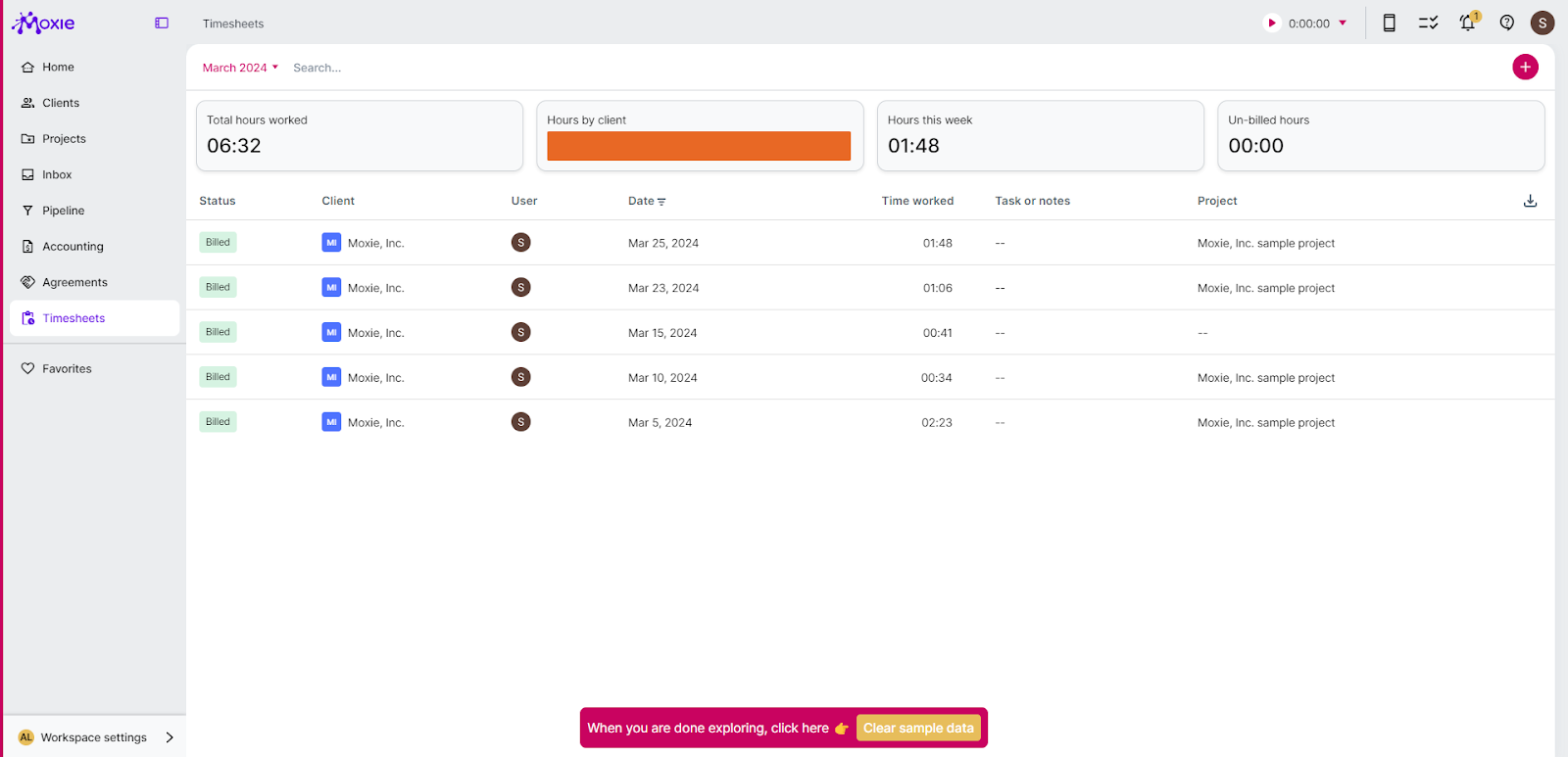 Moxie Timesheet