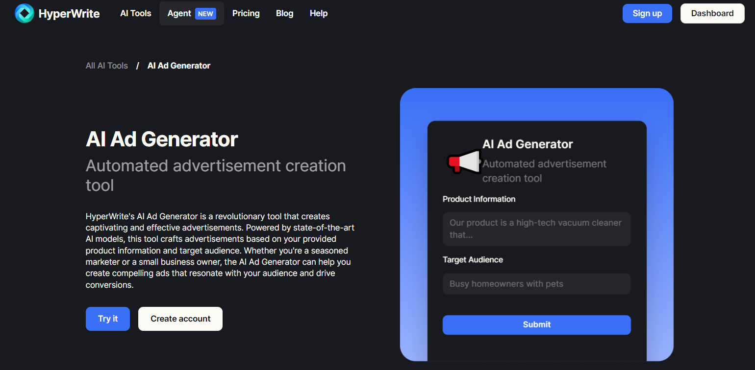 HyperWrite AI Ad Generator