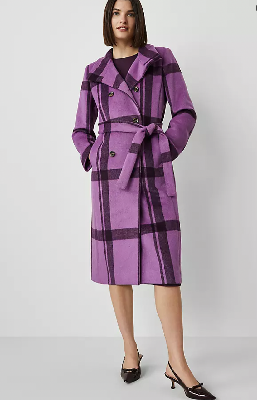 Plaid Double-Breasted Coat at Ann Taylor