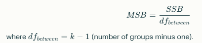  the formula of mean square between groups