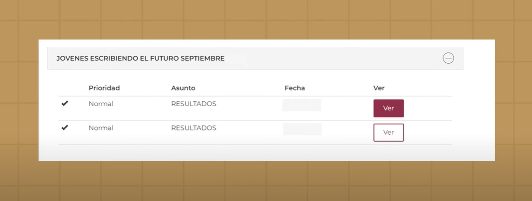 Toca el “Nombre del Programa” para verificar sus datos de pago.