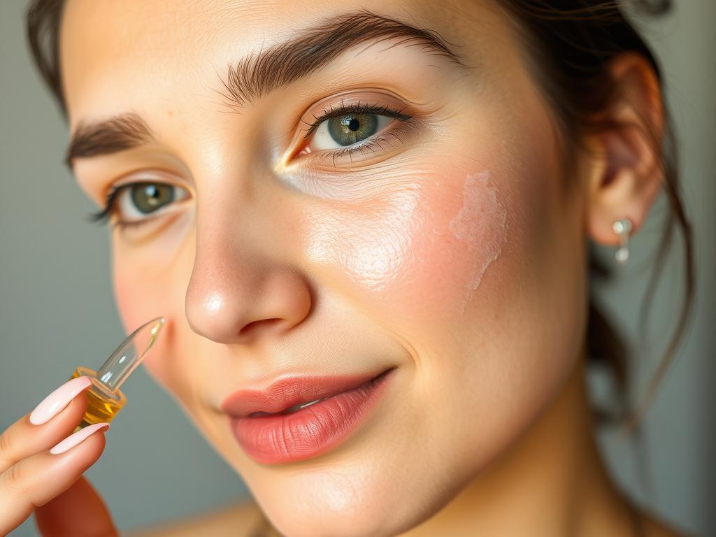 Demonstration of Kumkumadi Serum's brightening effect on skin