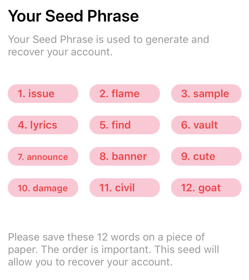Crypto Wallet Security Backup Seed Phrase