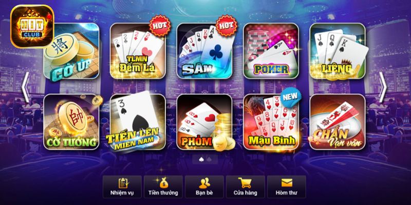 Đa dạng các trò chơi tại cổng game Hitclub