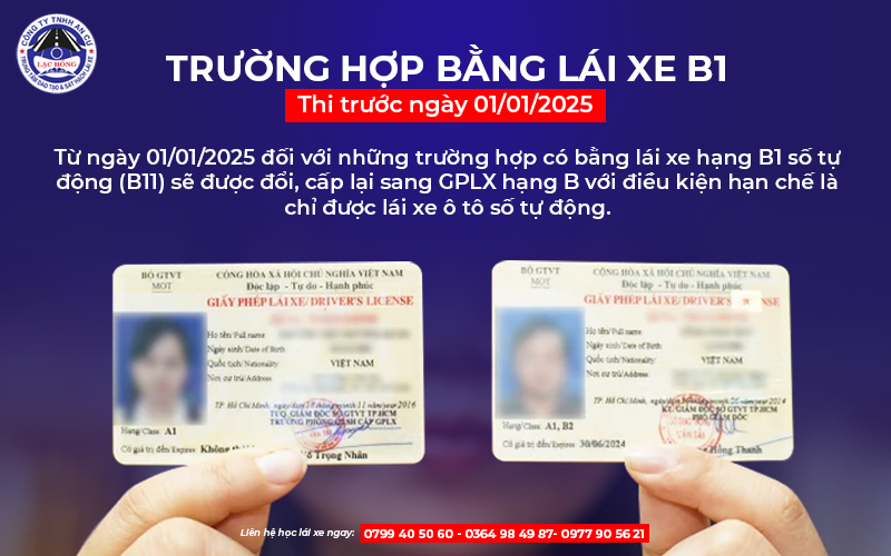 bang lai xe b1 khong duoc lai xe o to tu 2025 