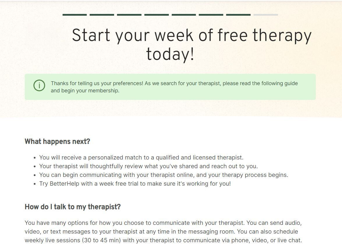 BetterHelp 7-day free trial 