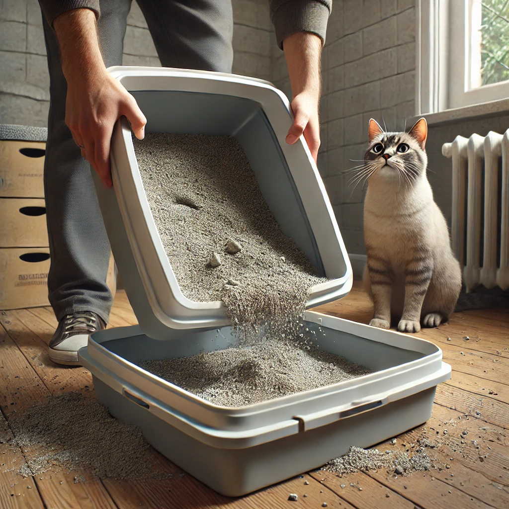 replacing litter box cat
