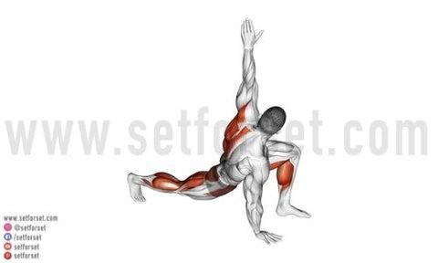 Spiderman stretch with t-spine rotation