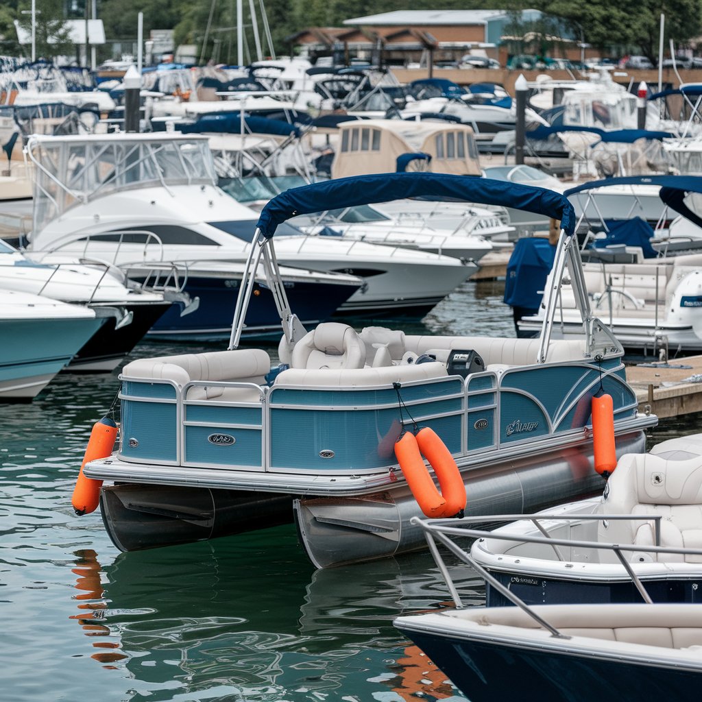 Pontoon Boat with high-density foam fenders.