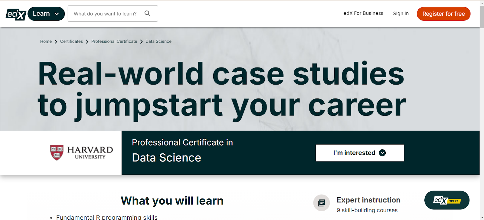 edX: Harvard Professional Certificate in Data Science