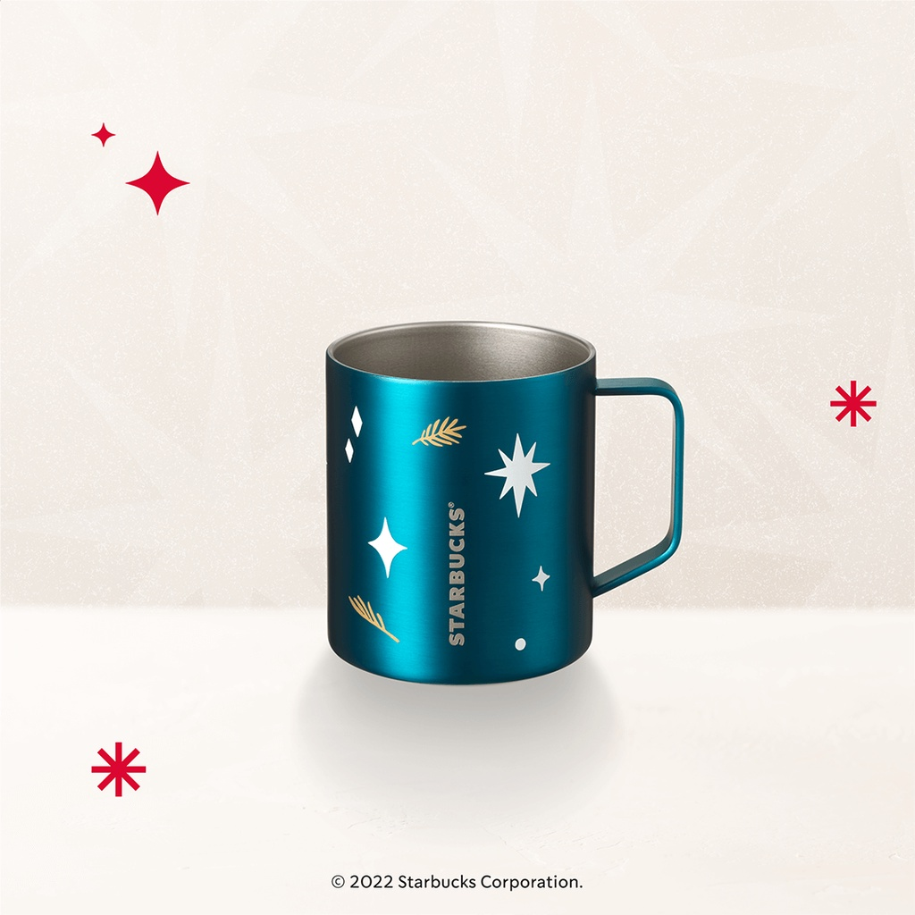 5. แก้ว Starbucks รุ่น  Stainless Steel Navy Festive Ornaments Mug