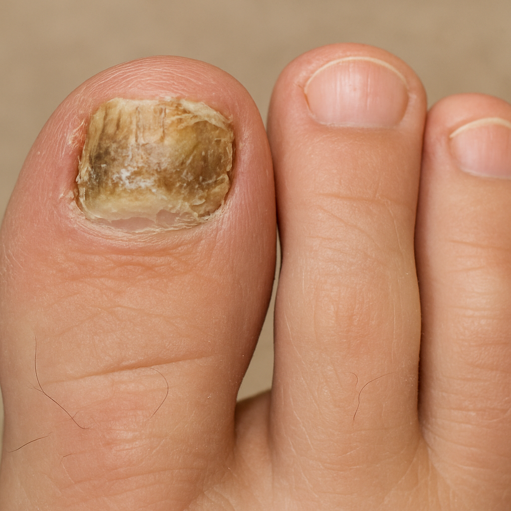 close-up of toenail fungus