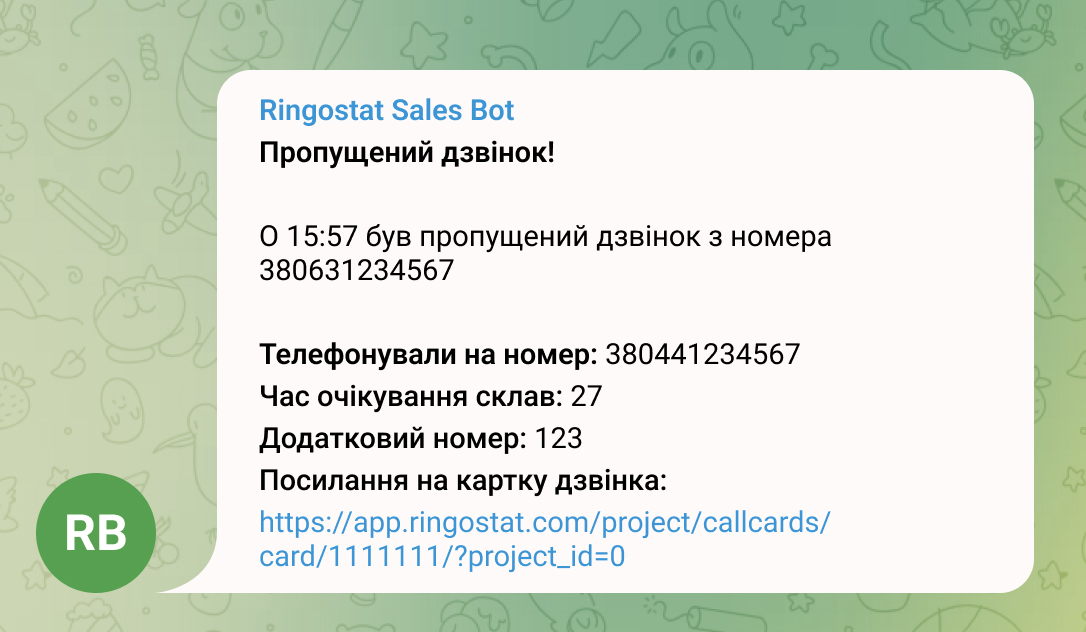 telegram, пропущені дзвінки, сповіщення про пропущений виклик, як налаштувати повідомлення про пропущені дзвінки, ringostat