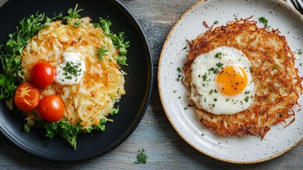Hash browns vs Swiss Rösti texture comparison