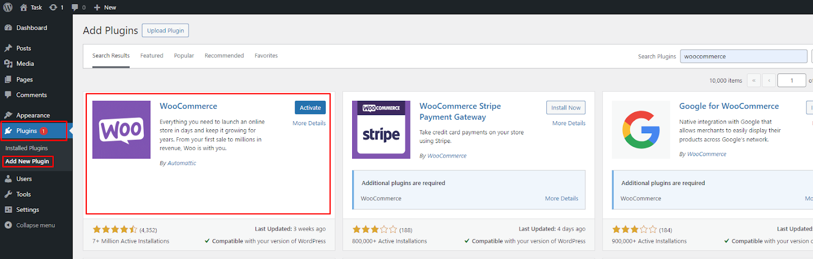 Install WooCommerce