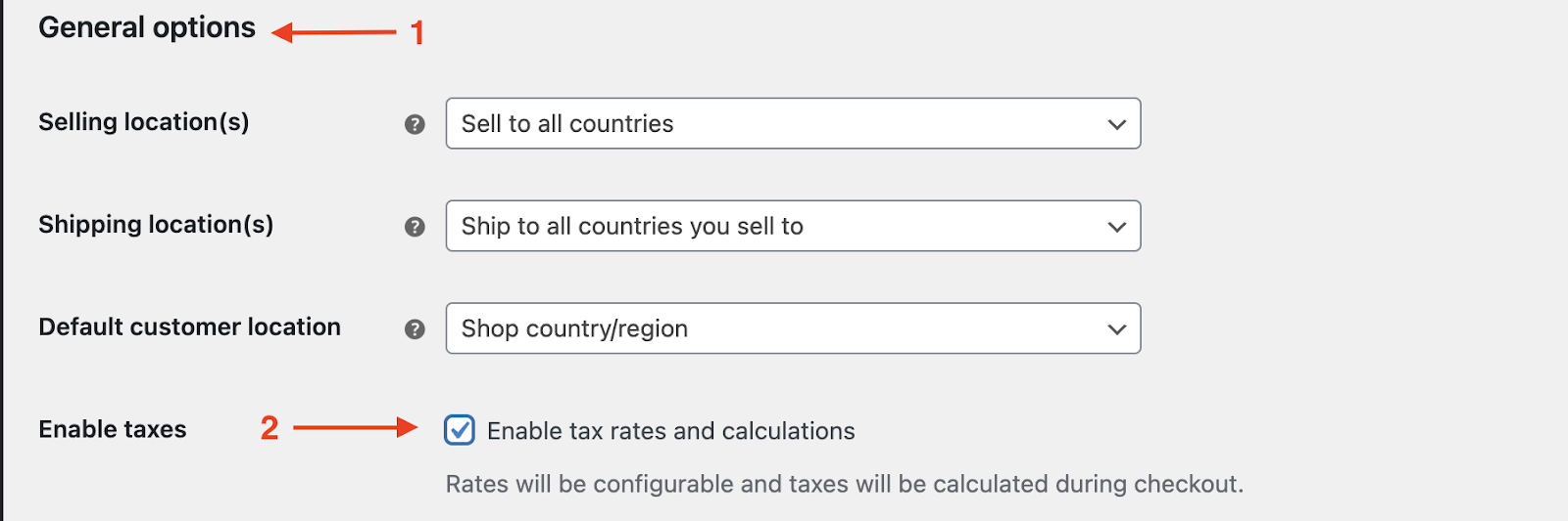 enable tax rates and calculations