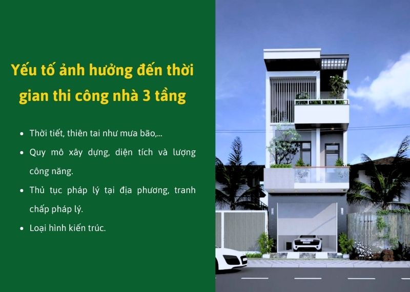 Yếu tố ảnh hưởng đến thời gian thi công nhà 3 tầng Xây dựng Nhất Tín