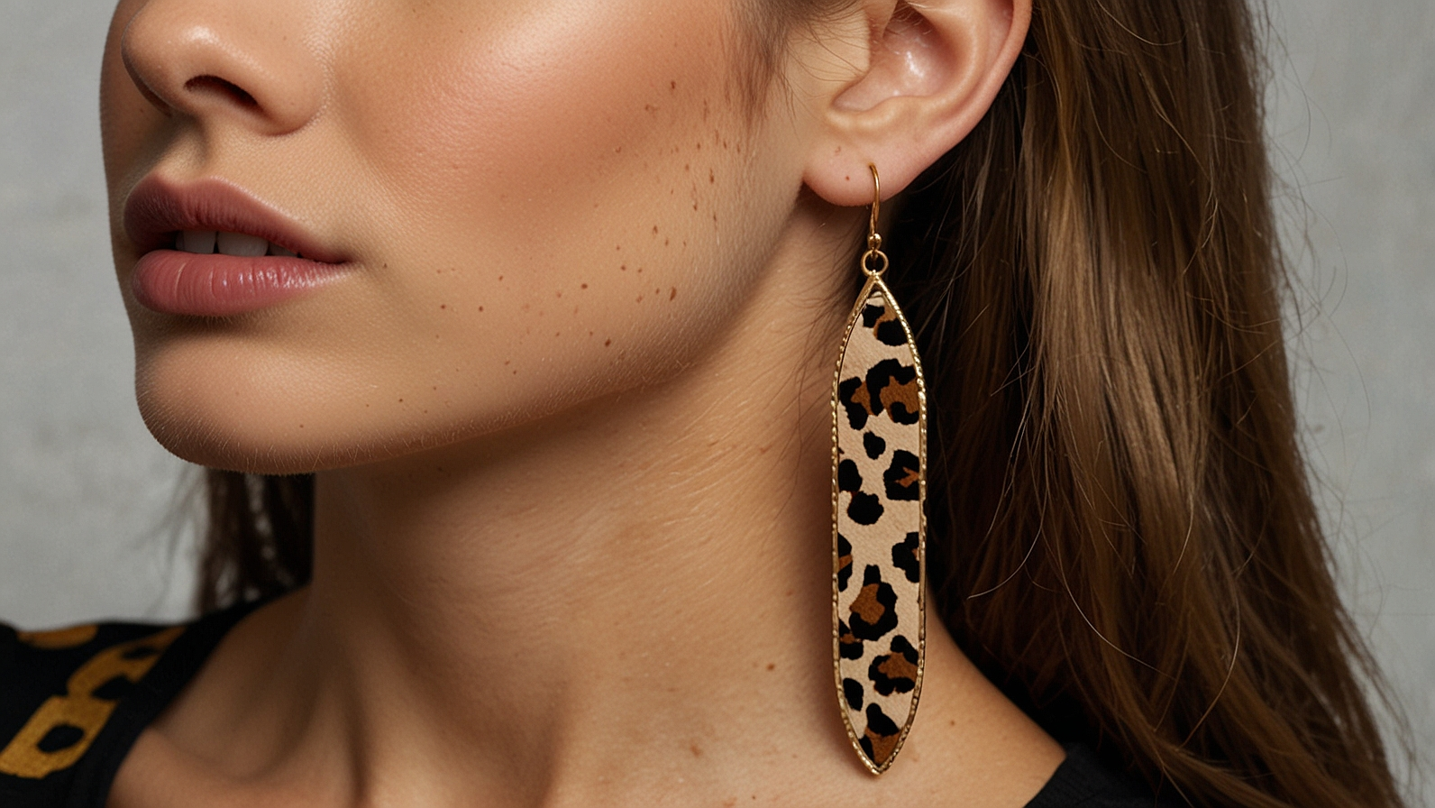 Belle Noel Leopard Suede Earrings Linear