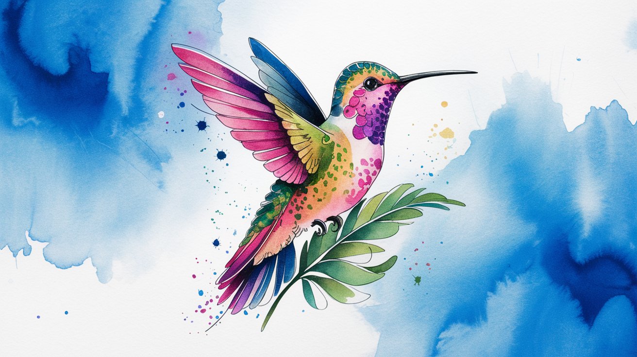 Watercolor Hummingbird Tattoo