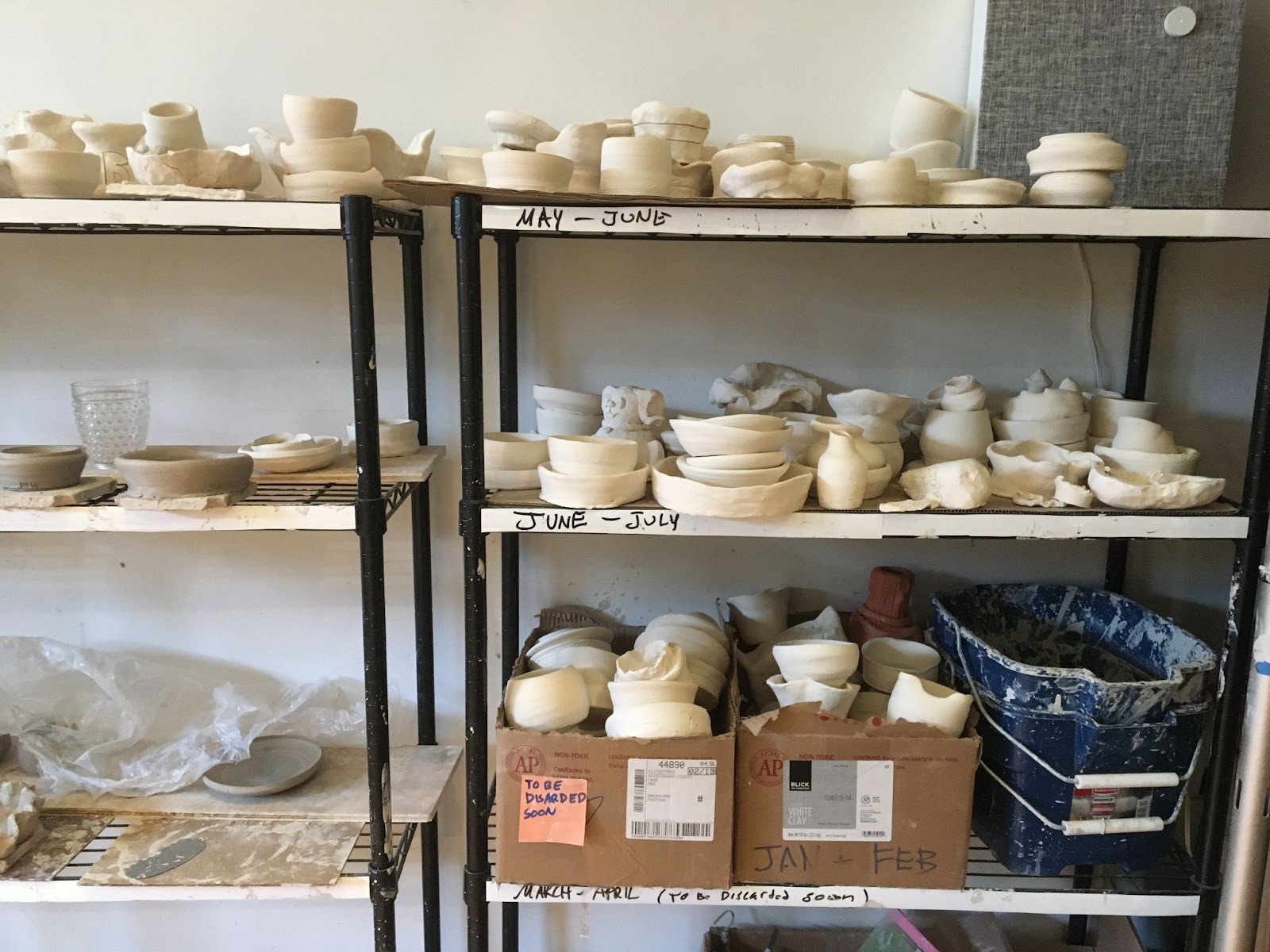 Pottery drying on rack