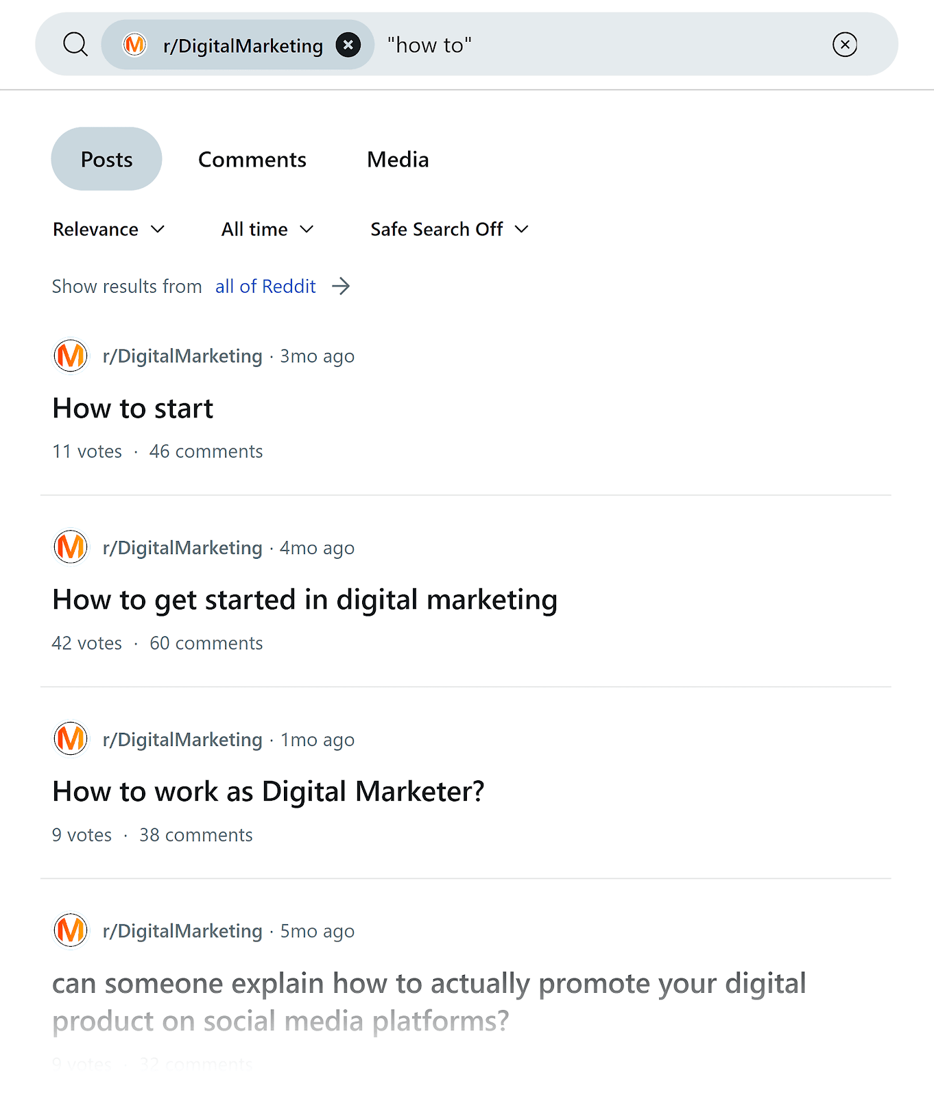 Reddit – Digital Marketing – Search – "How to"