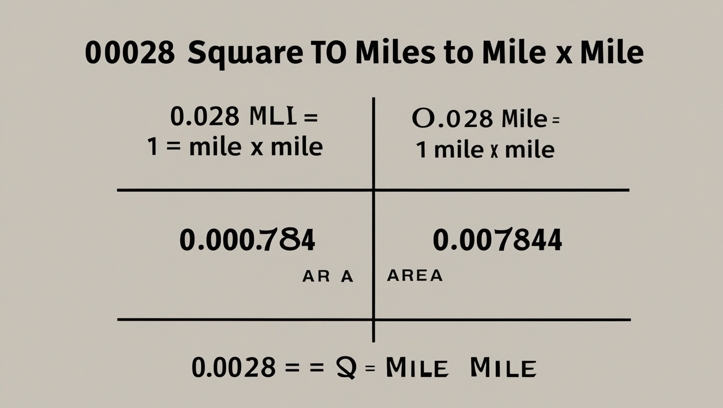 0.028 Sq Mile to Mile x Mile 