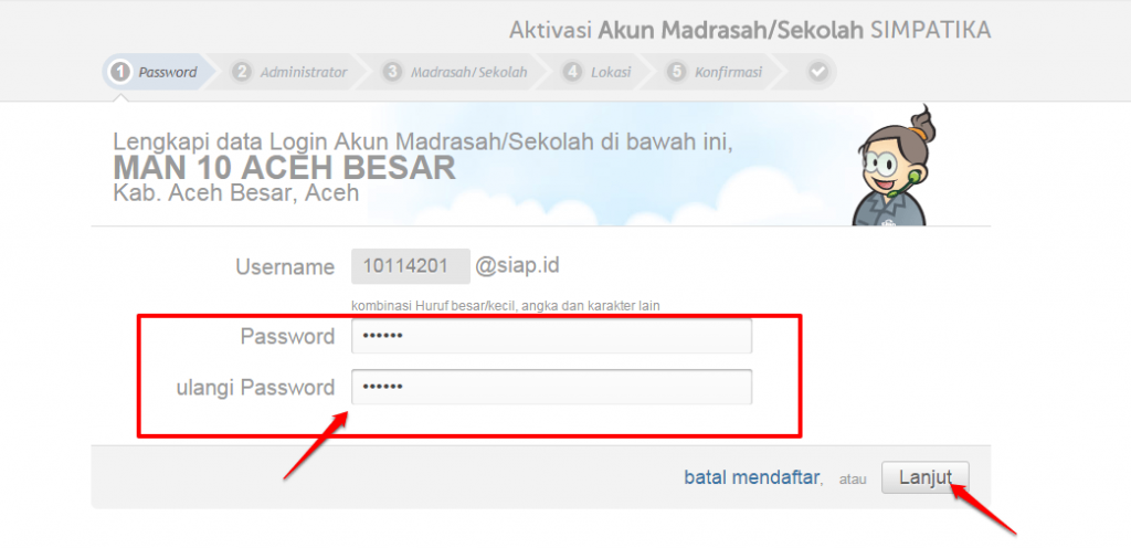 isi password login akun institusi