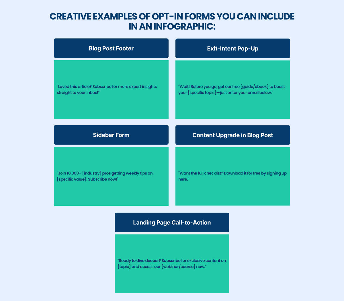 creative examples of opt-in