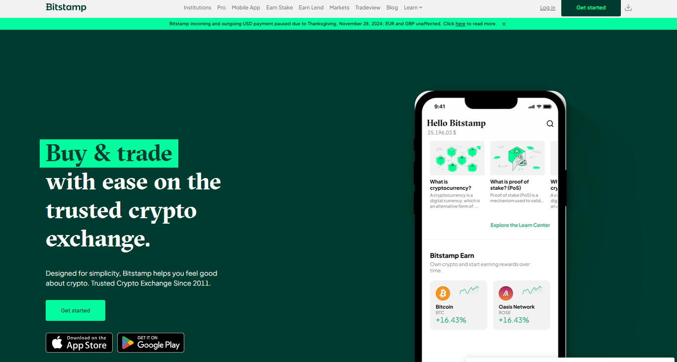Bitstamp homepage